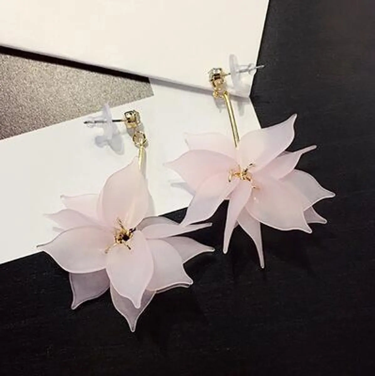 Korea's New Petal Earrings Lotus Flower Earrings Long Tassel Earrings