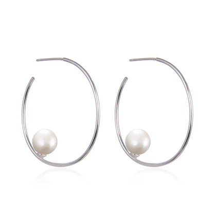 Korea S925 Silver Pearl Earrings Simple Ring Earrings Fashion Earrings