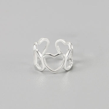 Korea S925 Sterling Silver Hollow Love Ear Bone Clip Simple No Pierced Ear Clip