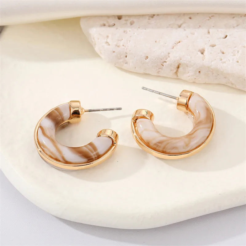 Korea Trend Personality Acetate Transparent C-Shaped Resin Earrings