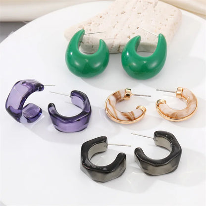 Korea Trend Personality Acetate Transparent C-Shaped Resin Earrings