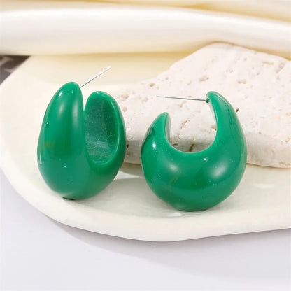 Korea Trend Personality Acetate Transparent C-Shaped Resin Earrings