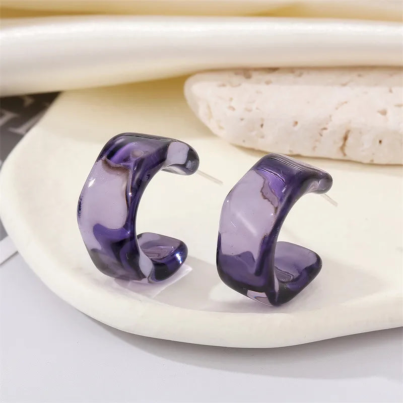 Korea Trend Personality Acetate Transparent C-Shaped Resin Earrings