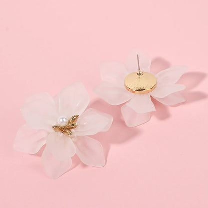 Korea White Frosted Resin Flower Bohemian Style Earrings Wholesale Gooddiy