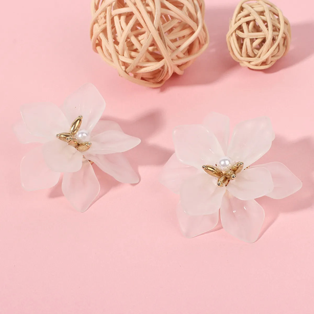 Korea White Frosted Resin Flower Bohemian Style Earrings Wholesale Gooddiy