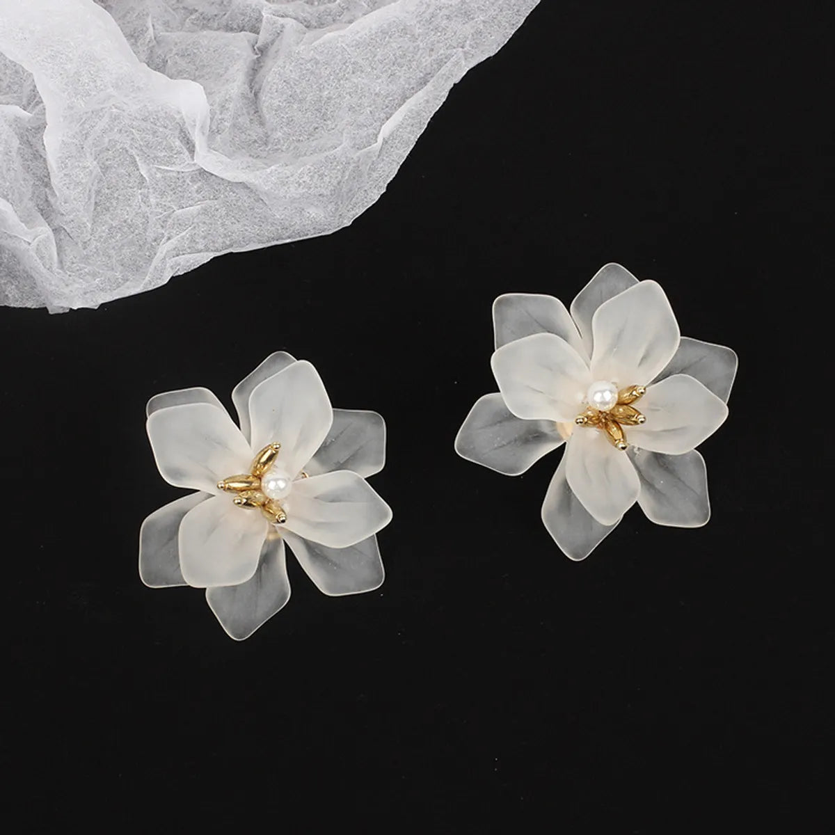 Korea White Frosted Resin Flower Bohemian Style Earrings Wholesale Gooddiy