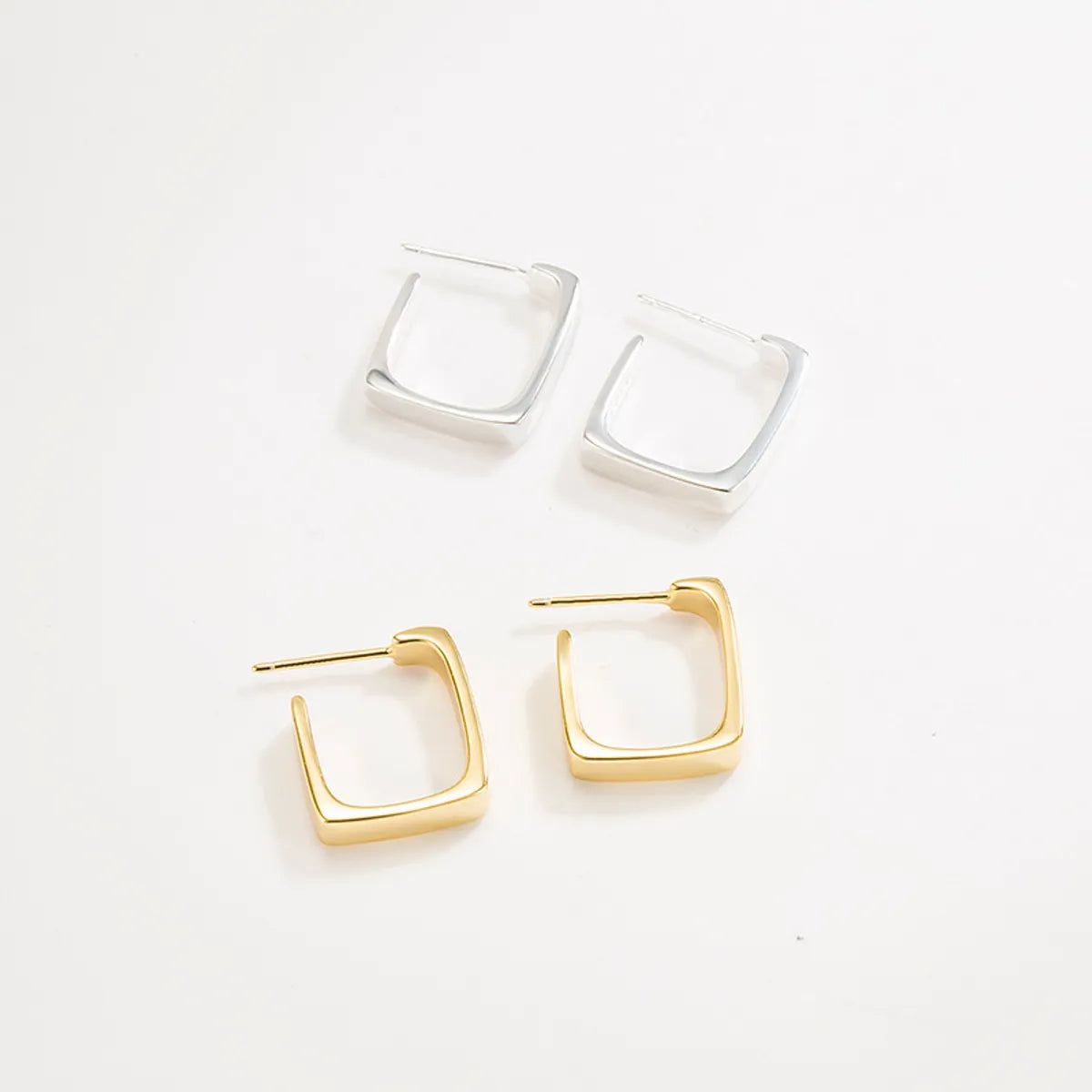 Korean 925 Sterling Silver Minimalist Irregular Geometric Square Earrings Trend