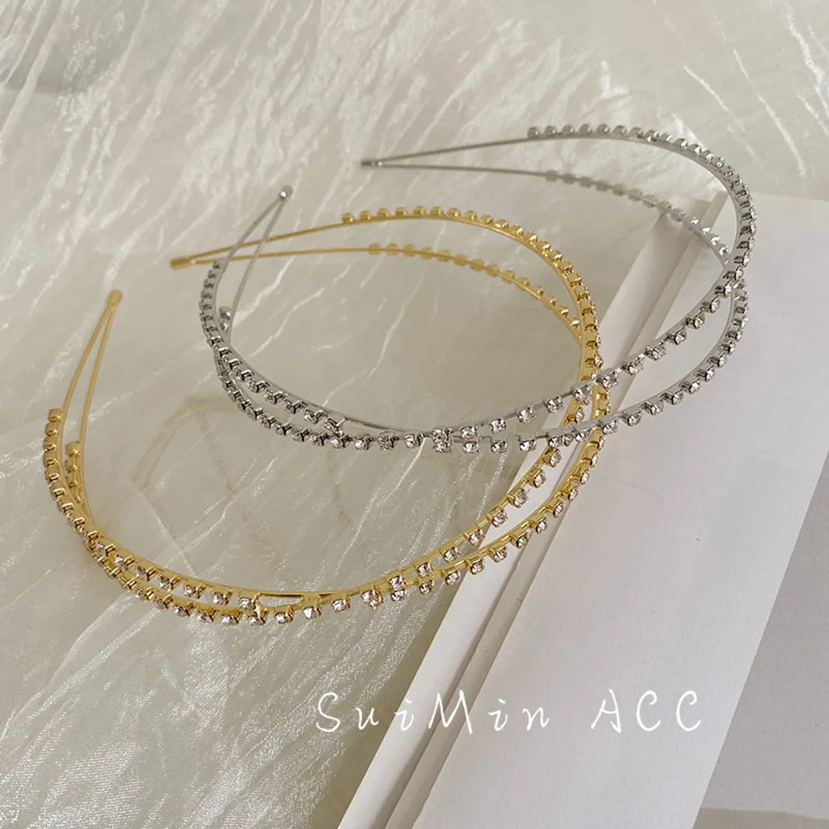 Korean Alloy Rhinestone Cross Thin Headband Wholesale Nihaojewelry