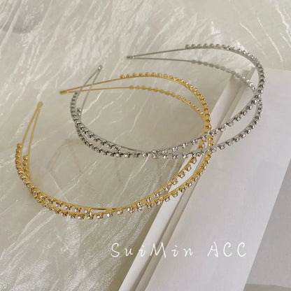 Korean Alloy Rhinestone Cross Thin Headband Wholesale Nihaojewelry