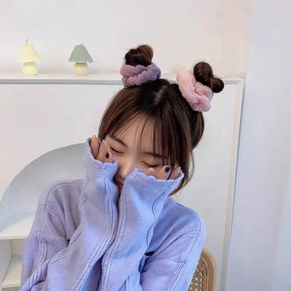 Korean Autumn And Winter Cute Imitation Rabbit Velvet Hair Ring Soft Warm Furry Hair Rope Large Intestine Ring Hair Rope Accessories Women