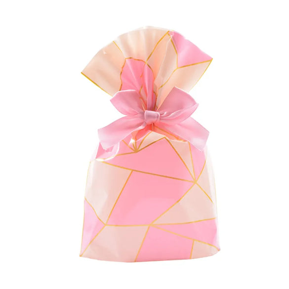 Korean Baking Packaging  Style Food Opp Bag Pink Plaid Biscuit Baking Candy Bag Plastic Printing Spot