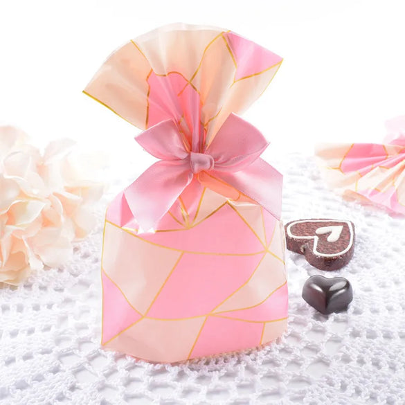 Korean Baking Packaging  Style Food Opp Bag Pink Plaid Biscuit Baking Candy Bag Plastic Printing Spot