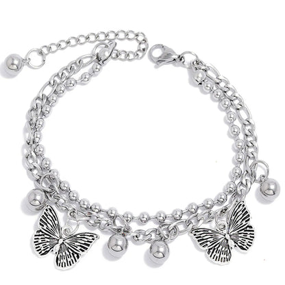 Korean Butterfly Bell Multi-layer Stainless Steel Bracelet