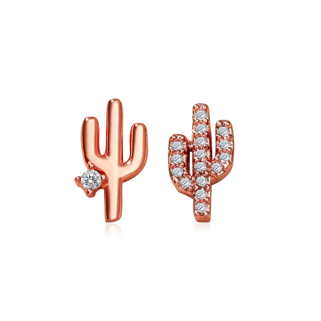 Korean Cactus Shape Asymmetric Earrings