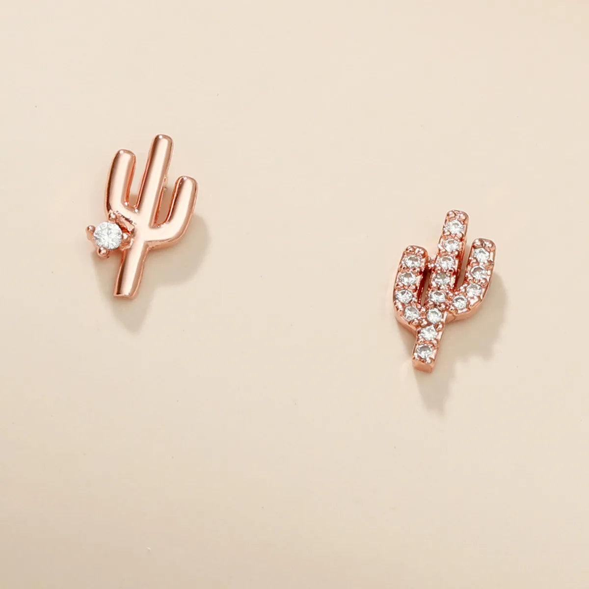 Korean Cactus Shape Asymmetric Earrings