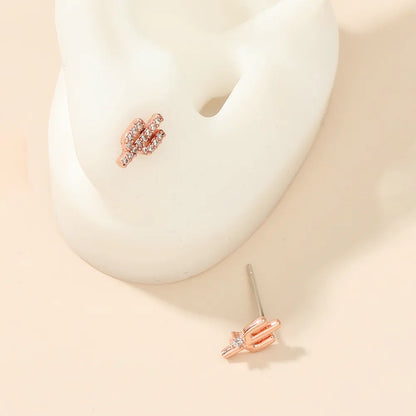 Korean Cactus Shape Asymmetric Earrings