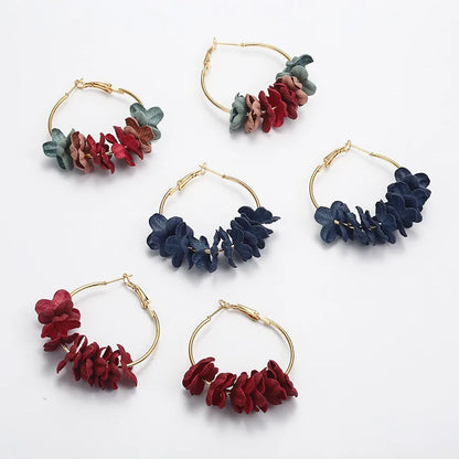 Korean Cloth Flower Alloy Earrings