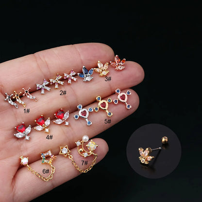 Korean Copper Color Zirconium Earrings