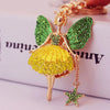 Korean Creative Cute Diamond Angel Girl Crystal Metal Pendant Keychain Wholesale