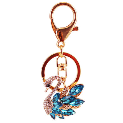 Korean Creative Cute Diamond White Swan  Keychain