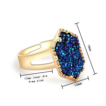 Korean Creative Diamond-shaped Crystal Cluster Adjustable Ring Wholesale Gooddiy