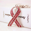 Korean  Creative Red Ribbon Crystal  Keychain