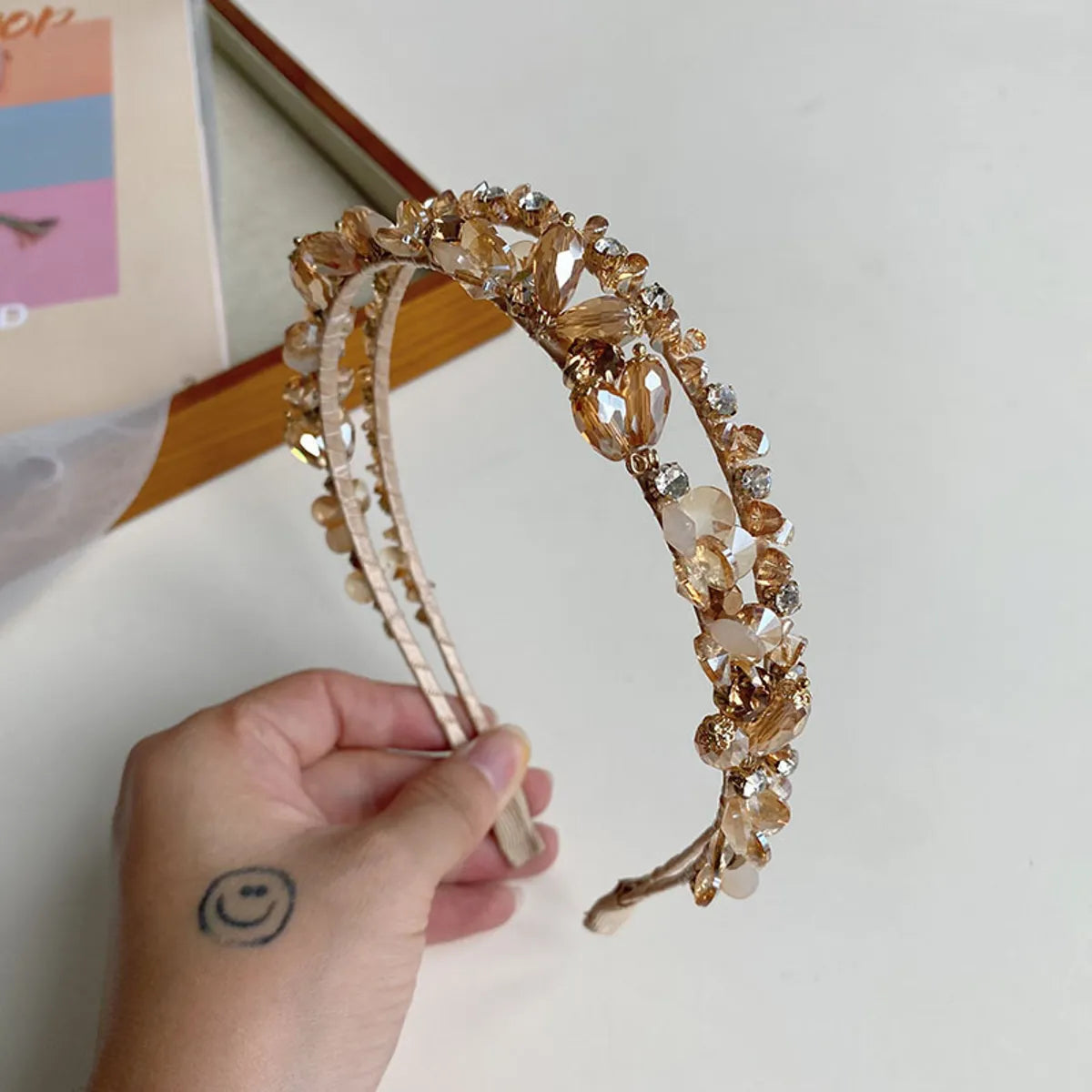 Korean Crystal Pearl Winding Headband Hollow Baroque Hair Tie Female Wholesale