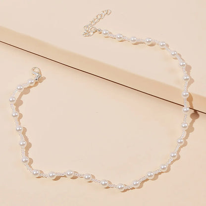 Korean  Cute Hand-Woven Pearl Necklace