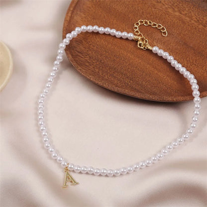 Korean Cute Letter A Pearl Necklace