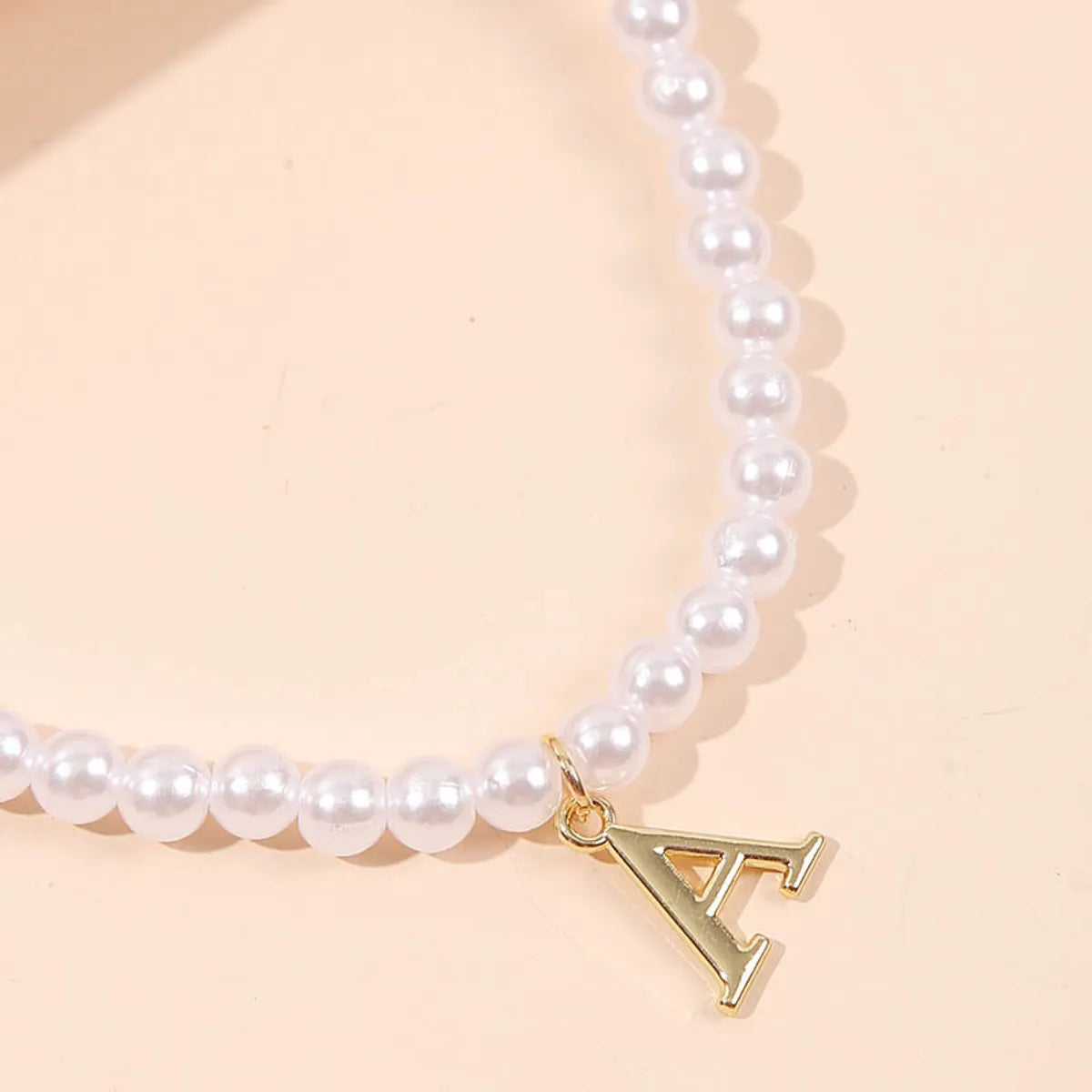 Korean Cute Letter A Pearl Necklace