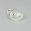 Korean Design Adjustable S925 Sterling Silver Pull Four-Layer Light Bead Adjustable Ring