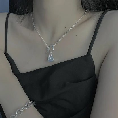 Korean Designer Heavy Industry 925 Sterling Silver Aijia Bag Necklace Ins Affordable Luxury Style All-Match Internet Celebrity Same Necklace