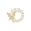 Korean Diamond Pearl Butterfly Brooch Fashion Fixed Clothes Accessories
