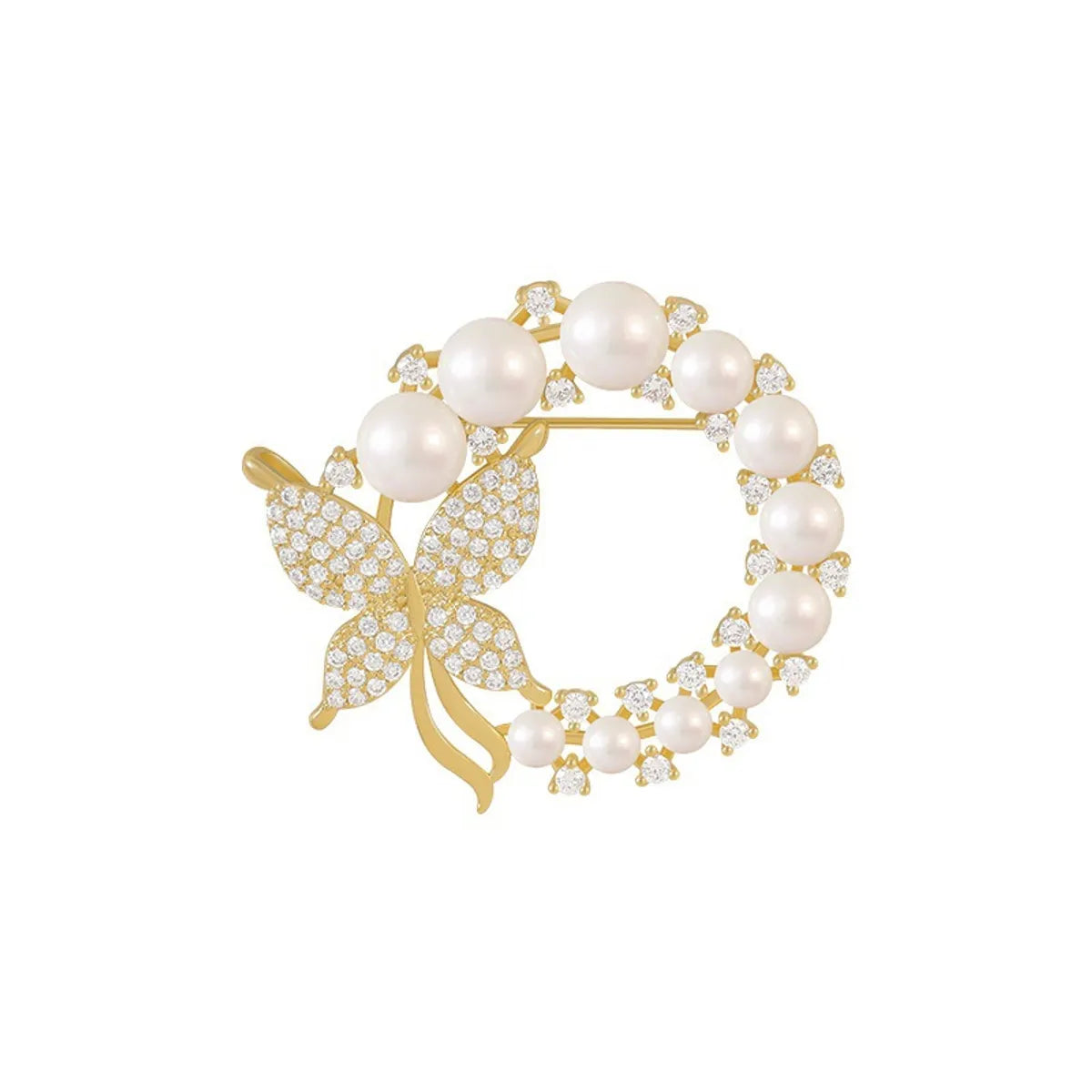 Korean Diamond Pearl Butterfly Brooch Fashion Fixed Clothes Accessories