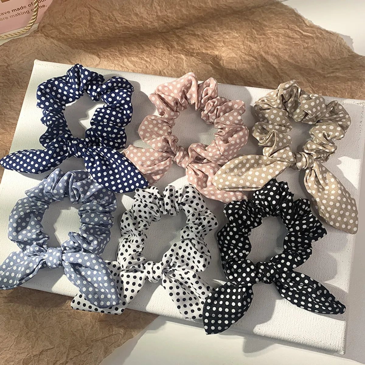 Korean Dots Bow Hair Scrunchies