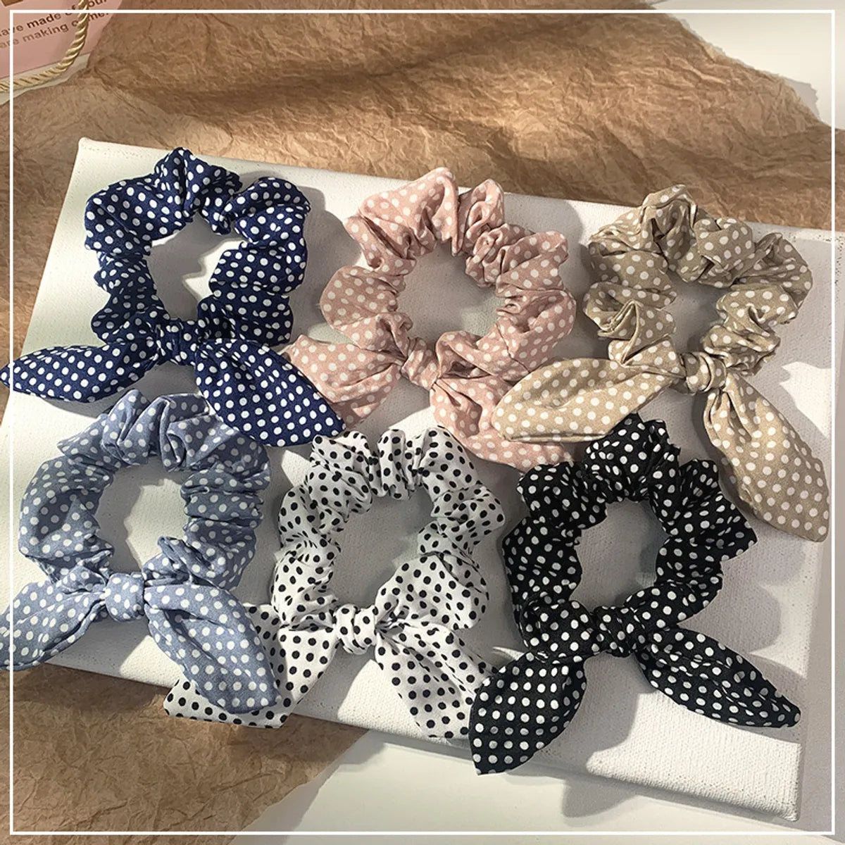 Korean Dots Bow Hair Scrunchies