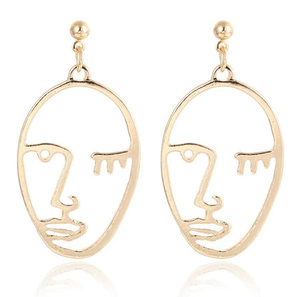 Human Face Plating Alloy No Inlaid Earrings