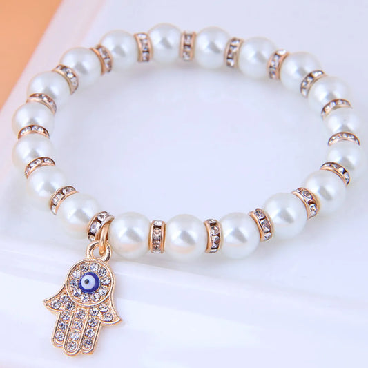 Korean Fashion Alloy Pendant Devil'S Eye Palm Bracelet