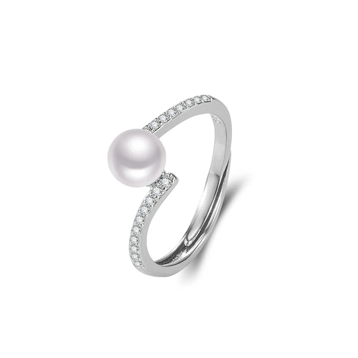 Korean Fashion Diamond Pearl Ring 14k Gold Pearl Ring Personality Simple Jewelry