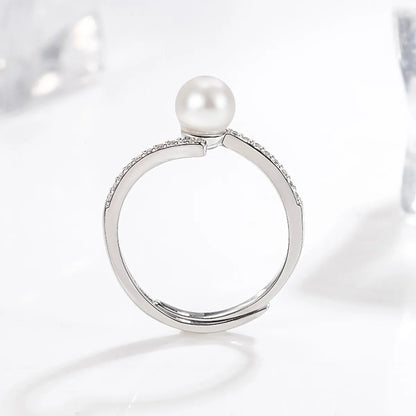 Korean Fashion Diamond Pearl Ring 14k Gold Pearl Ring Personality Simple Jewelry