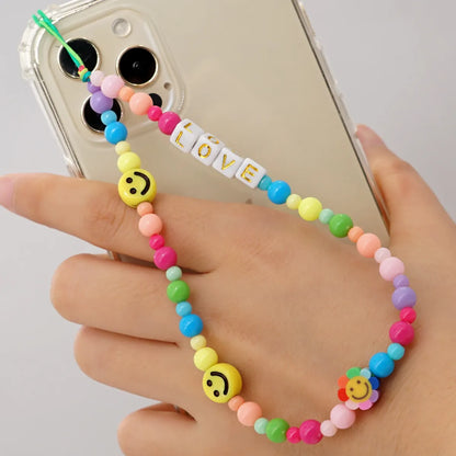 Korean Fashion Flower Smiling Face Pearl Anti-Lost Mobile Phone Lanyard