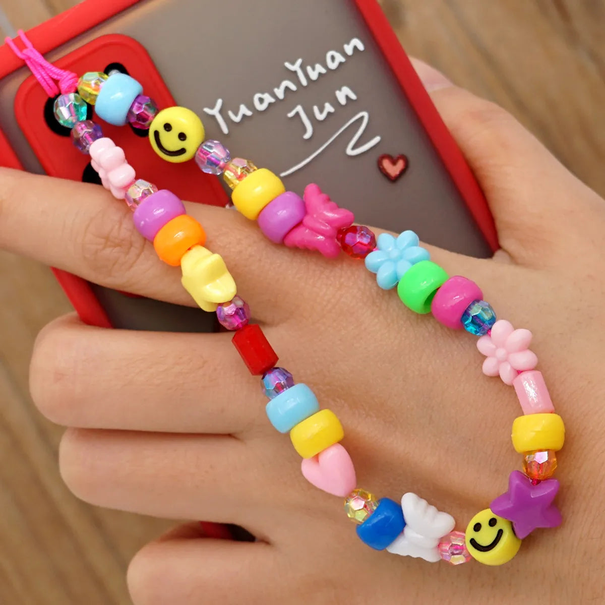 Korean Fashion Flower Smiling Face Pearl Anti-Lost Mobile Phone Lanyard