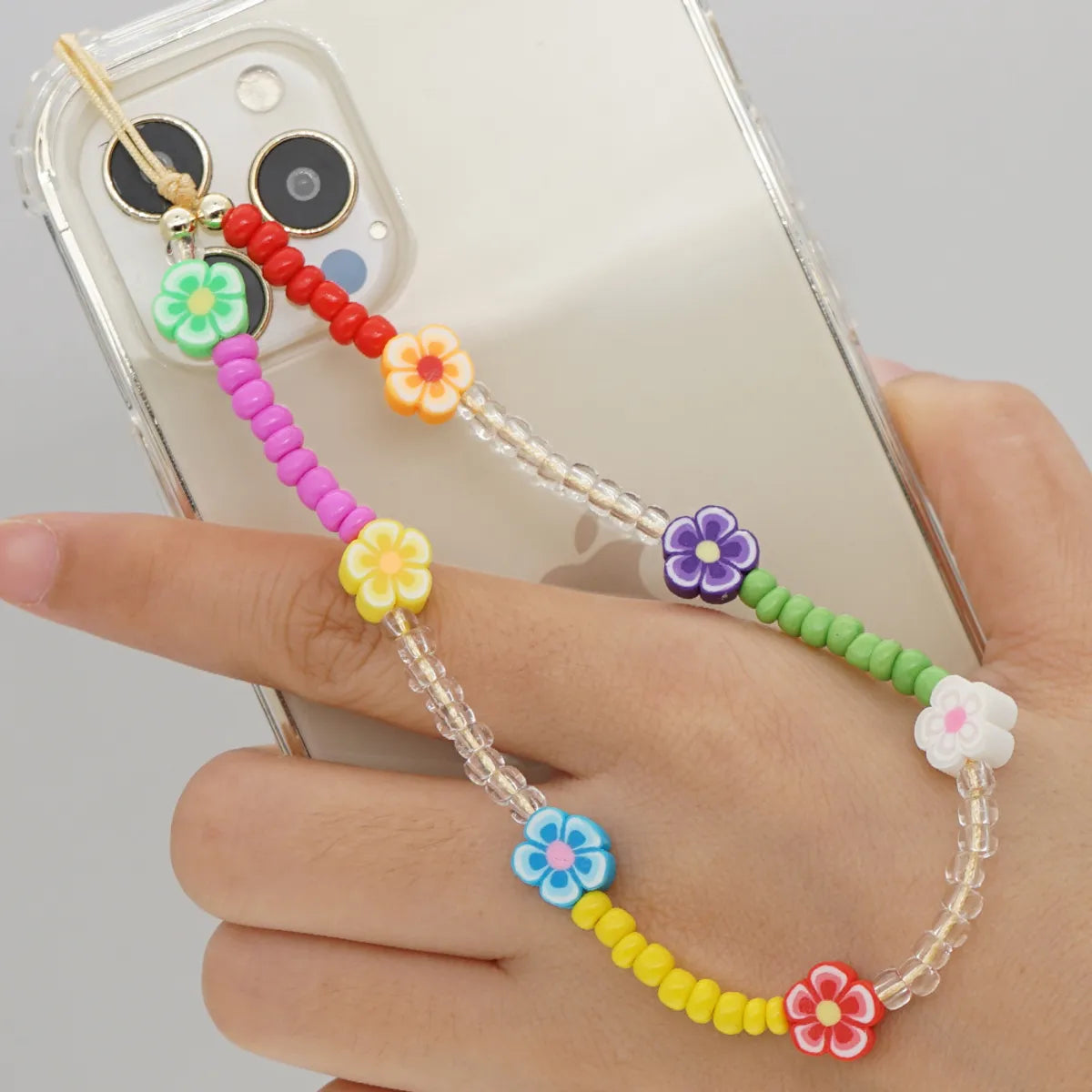 Korean Fashion Flower Smiling Face Pearl Anti-Lost Mobile Phone Lanyard