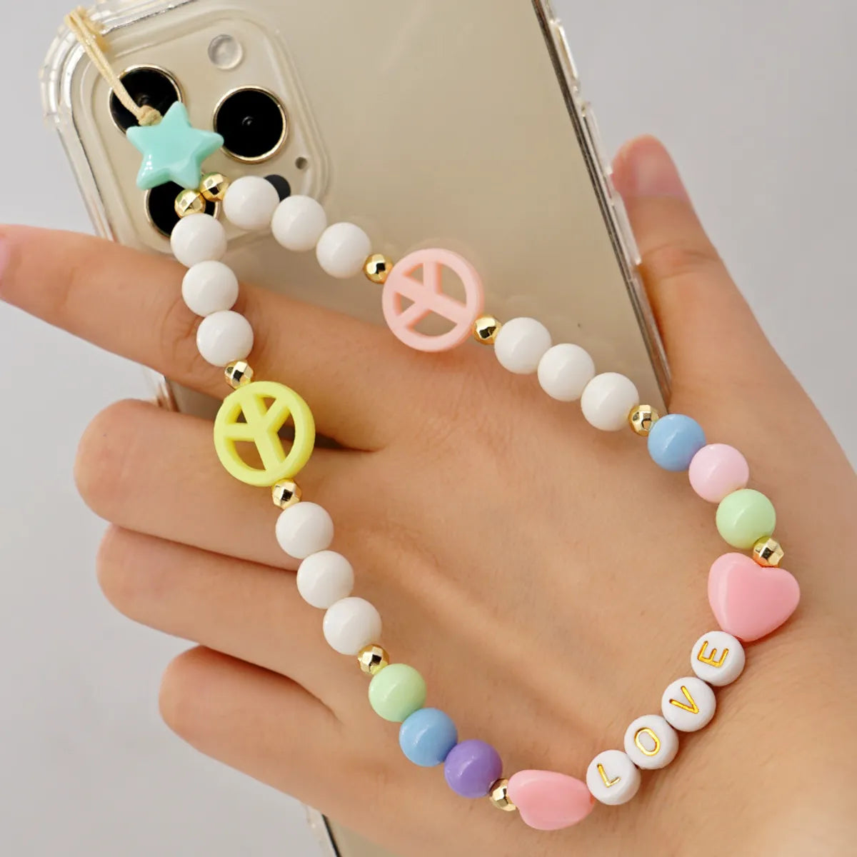 Korean Fashion Flower Smiling Face Pearl Anti-Lost Mobile Phone Lanyard