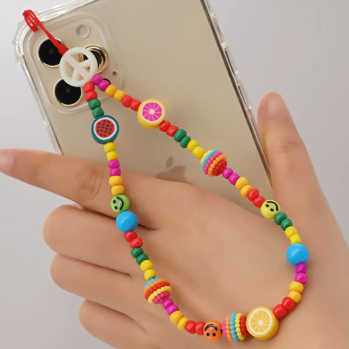 Korean Fashion Flower Smiling Face Pearl Anti-Lost Mobile Phone Lanyard