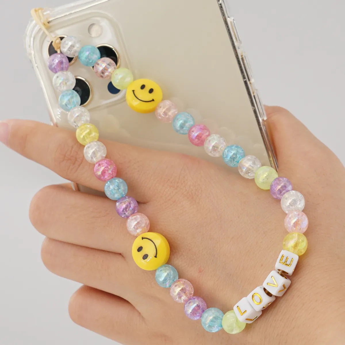 Korean Fashion Flower Smiling Face Pearl Anti-Lost Mobile Phone Lanyard