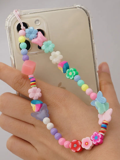 Korean Fashion Flower Smiling Face Pearl Anti-Lost Mobile Phone Lanyard