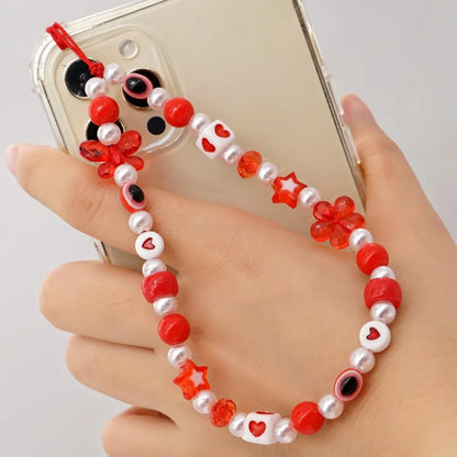 Korean Fashion Flower Smiling Face Pearl Anti-Lost Mobile Phone Lanyard