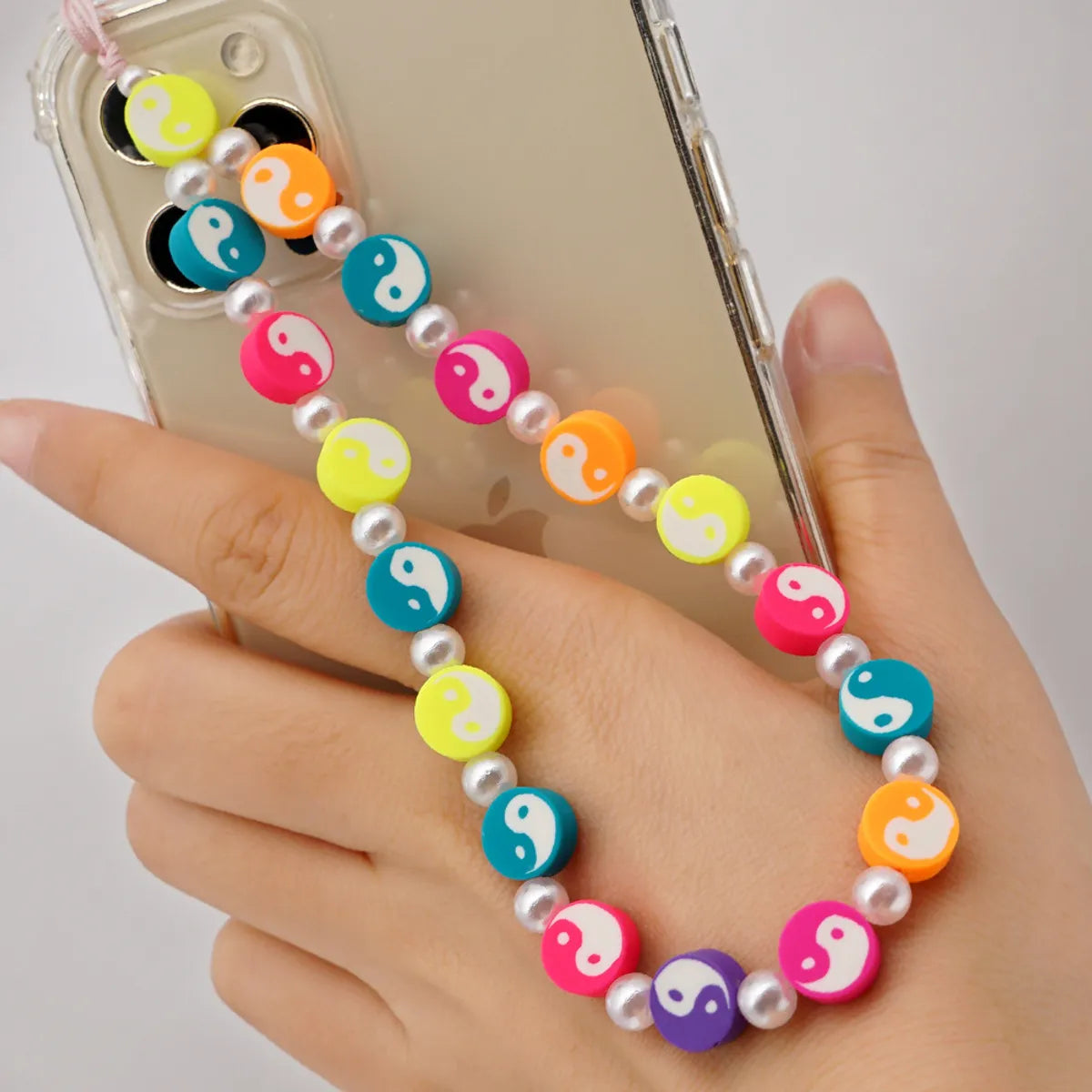 Korean Fashion Flower Smiling Face Pearl Anti-Lost Mobile Phone Lanyard