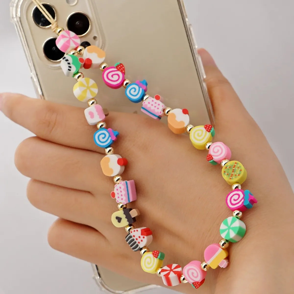 Korean Fashion Flower Smiling Face Pearl Anti-Lost Mobile Phone Lanyard